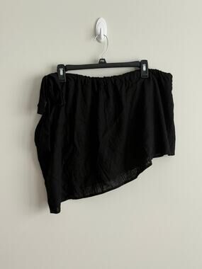 Crescent Black Linen Blend Asymmetric Wrap Mini Skirt NWT Medium